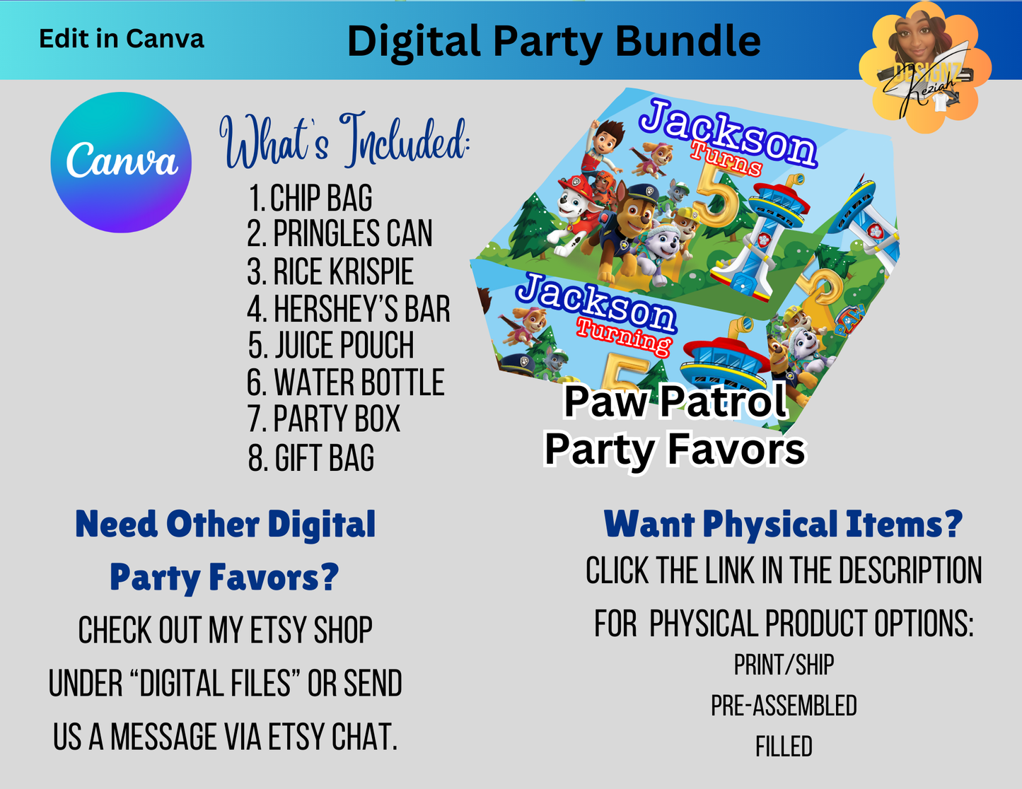 Paw Patrol Digital Favor Bundle