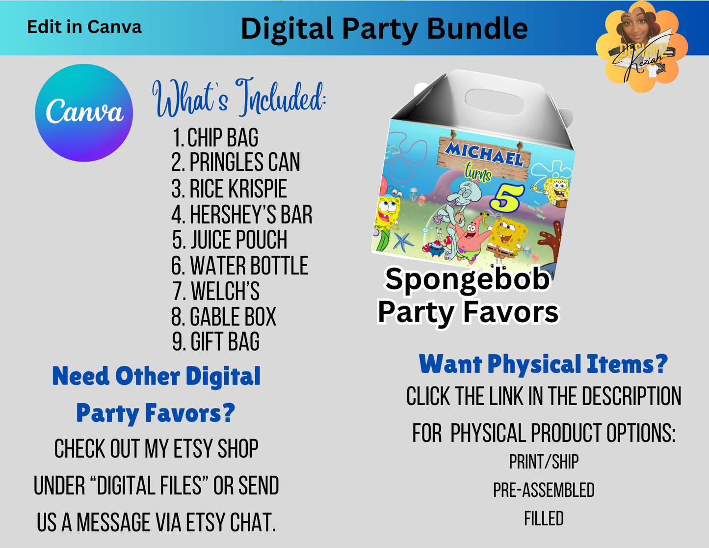 Spongebob Digital Favor Bundle