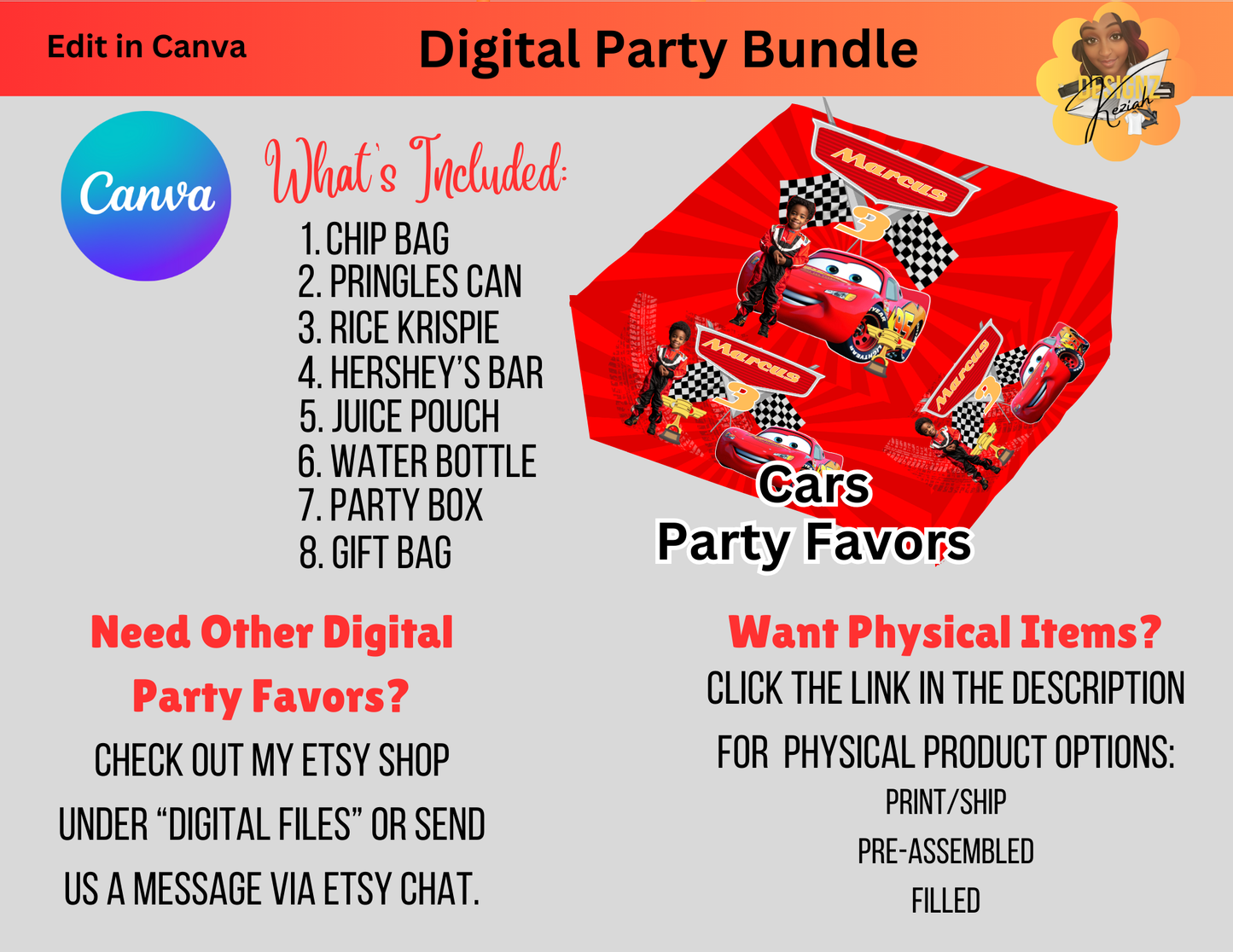 Cars Digital Favor Bundle