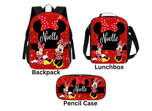 Custom Backpack, Lunch box, Pencil Case, & Kids Water Bottle